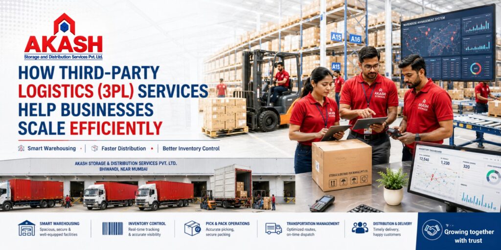 Professional 3PL warehousing and logistics operations by Akash Storage in Bhiwandi Mumbai