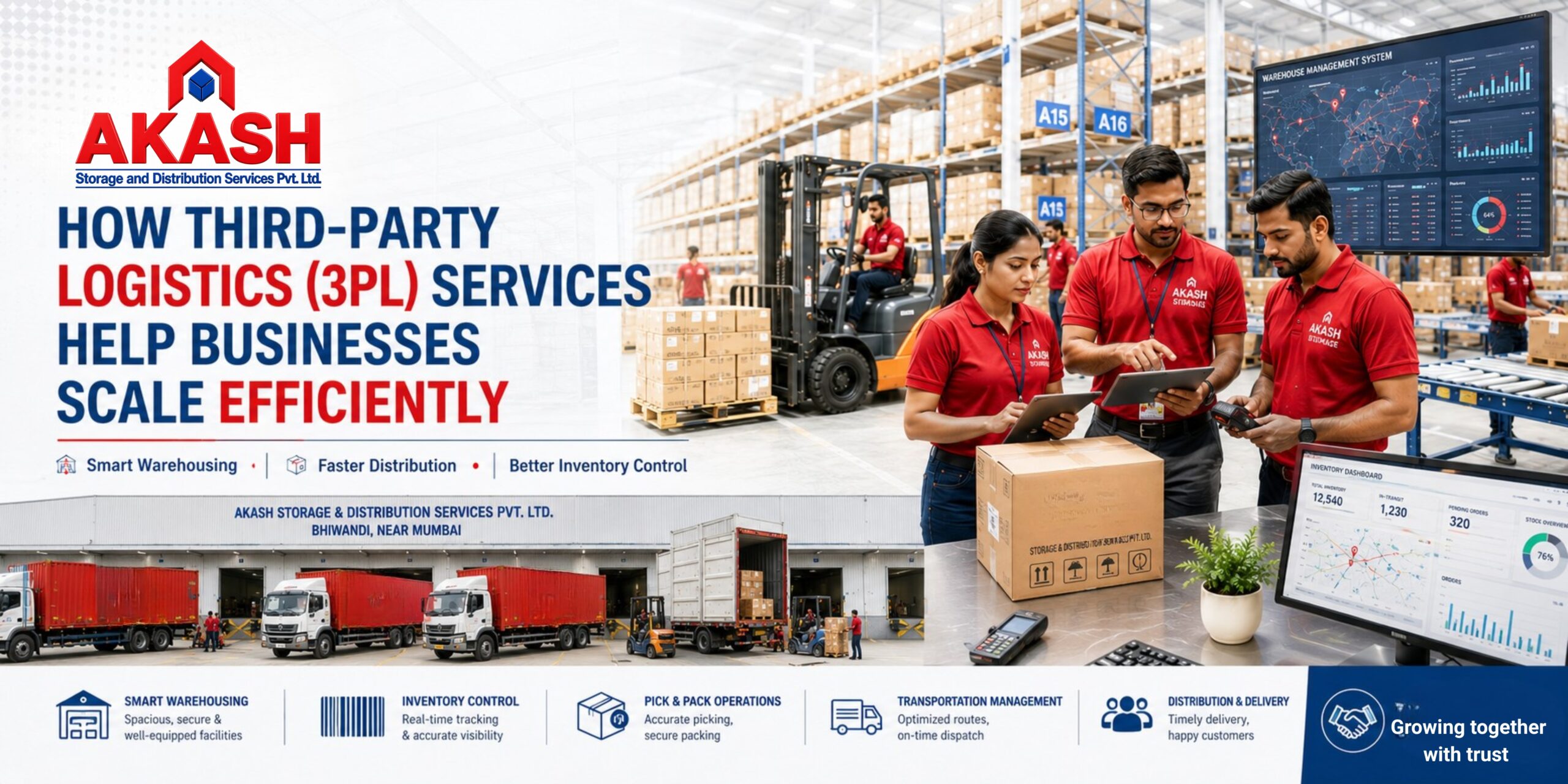 Professional 3PL warehousing and logistics operations by Akash Storage in Bhiwandi Mumbai